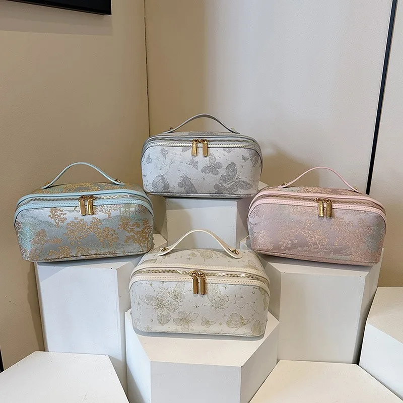 Cross border New China-Chic Elegant Embroidered Makeup Bag Women's Portable Travel Large Capacity Toilet Storage Bag