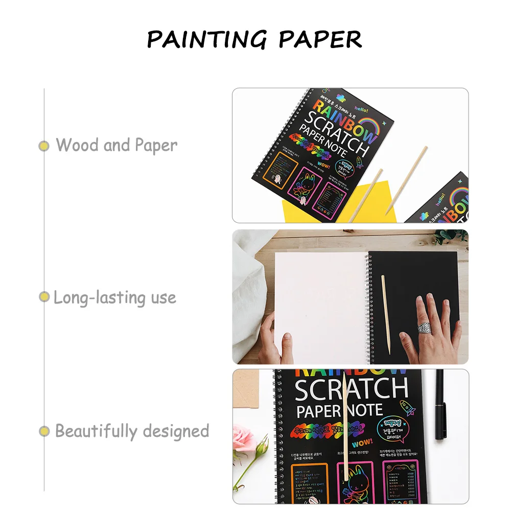 

3 Sets Scratch Books Kids Graffiti Paper Crafts Notebooks Scratching Painting Children DIY Black Art Toys Lightweight Portable