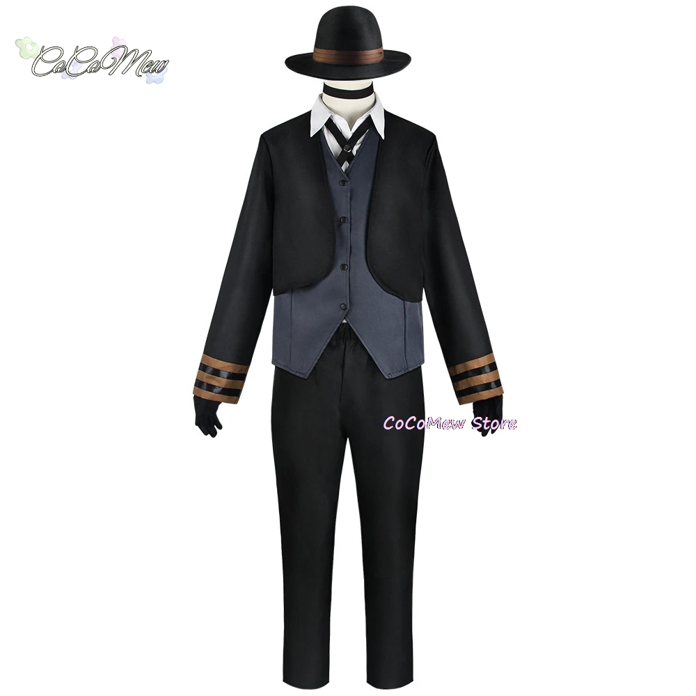 Nakahara Chuuya disfraz de Cosplay, incluye sombrero, uniforme, gabardina, pantalones, trajes de talla grande, fiesta de Halloween, cómic