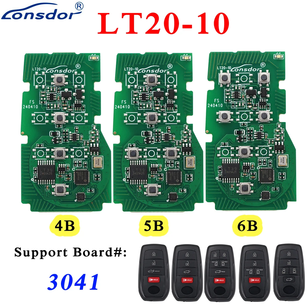 

Lonsdor LT20-10 4/5/6 Buttons Smart Remote Key PCB 8A+4D For Toyota & Lexus Support K518 & K518ISE & KH100+