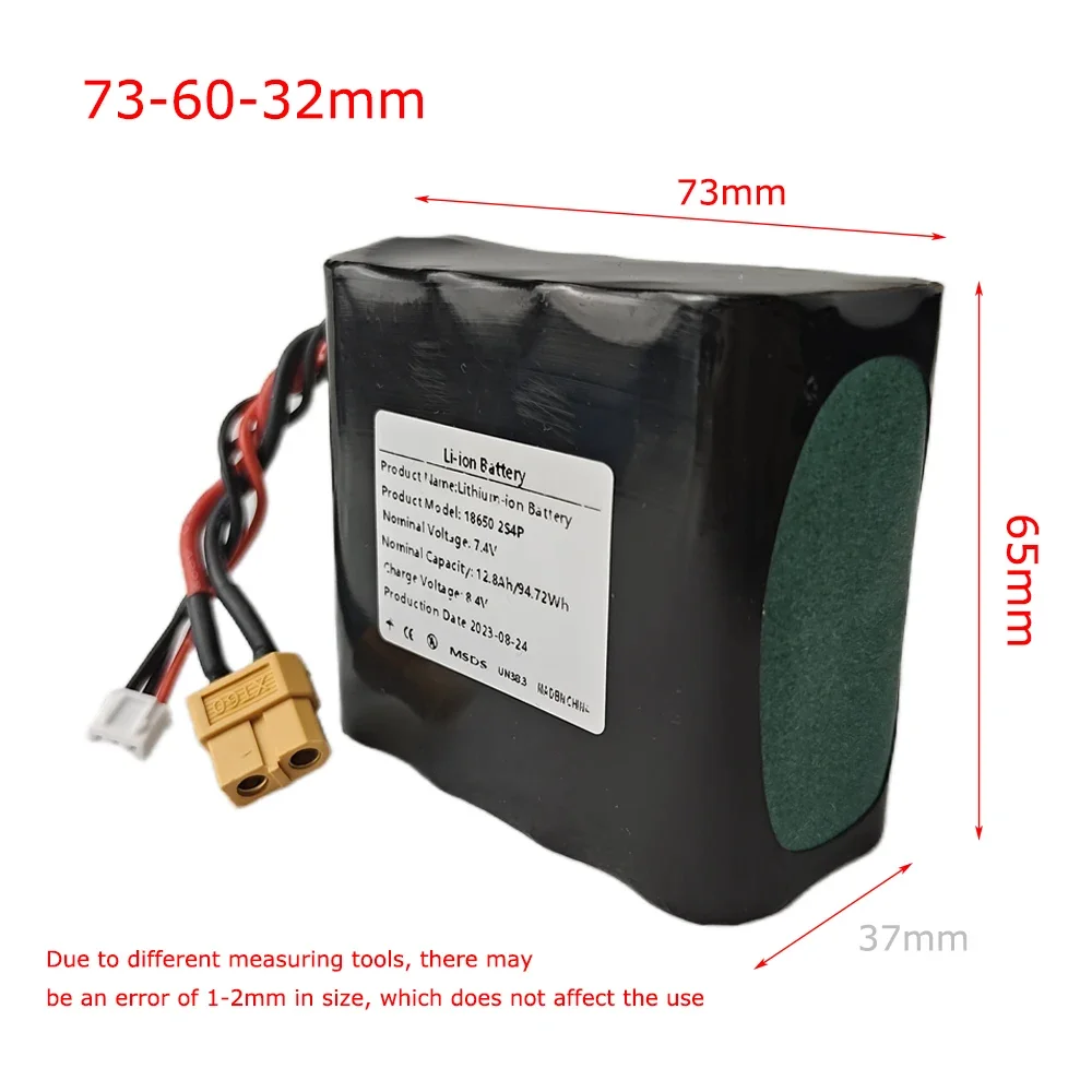 2S4P 7.4V 12800mAh  UAV Rechargeable Li-ion Battery For Various RC Airplane Drone Quadrotor XH2.54-3P XT60