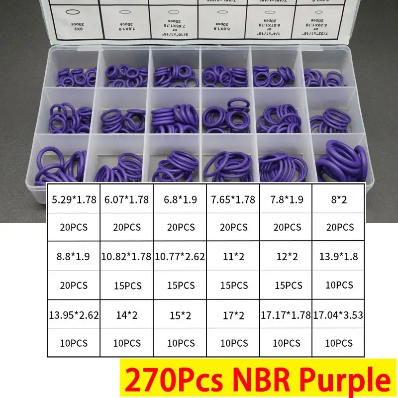 Juego de juntas tóricas VMQ NBR FKM, surtido de juntas Arandela de goma en caja, juntas tóricas Rojas/negras/verdes, alta calidad