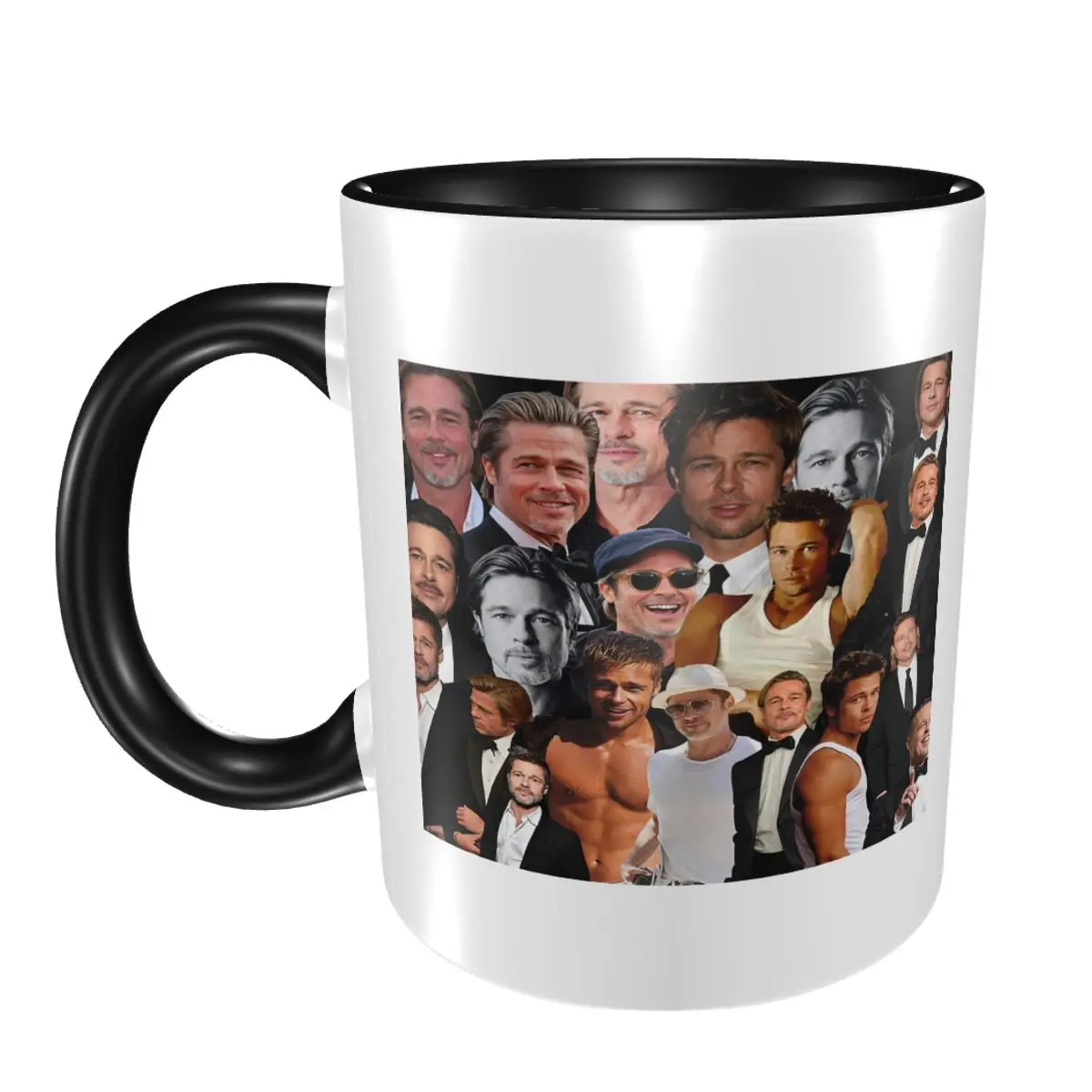 Brad Pitt Photo Collage Mug Funny Ceramic Coffee Cups Tea Mugs Milk Cup Drinkware Gift for Woman Man