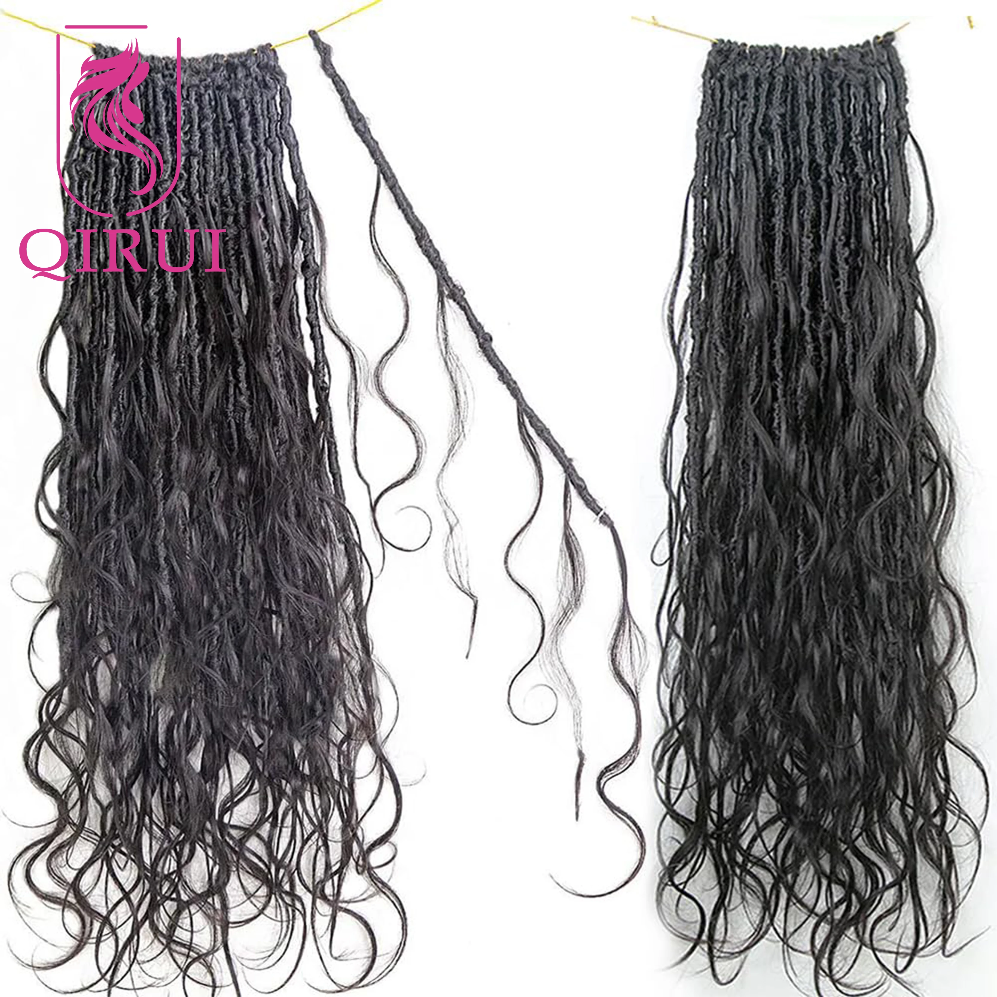 Body Wave Pre Looped Crochet Boho Locs z ludzkimi włosami, kręcone, bez węzłów, warkocze Goddess Locs, włosy do szydełkowania z ludzkimi włosami, kręcone końcówki.
