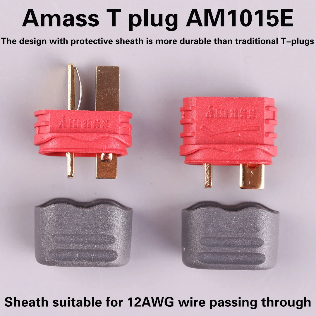 Amass new AM1015E slip sheathed T plug Deans connector For RC Lipo Battery 40A high current multi-axis fixed-wing model rc uav