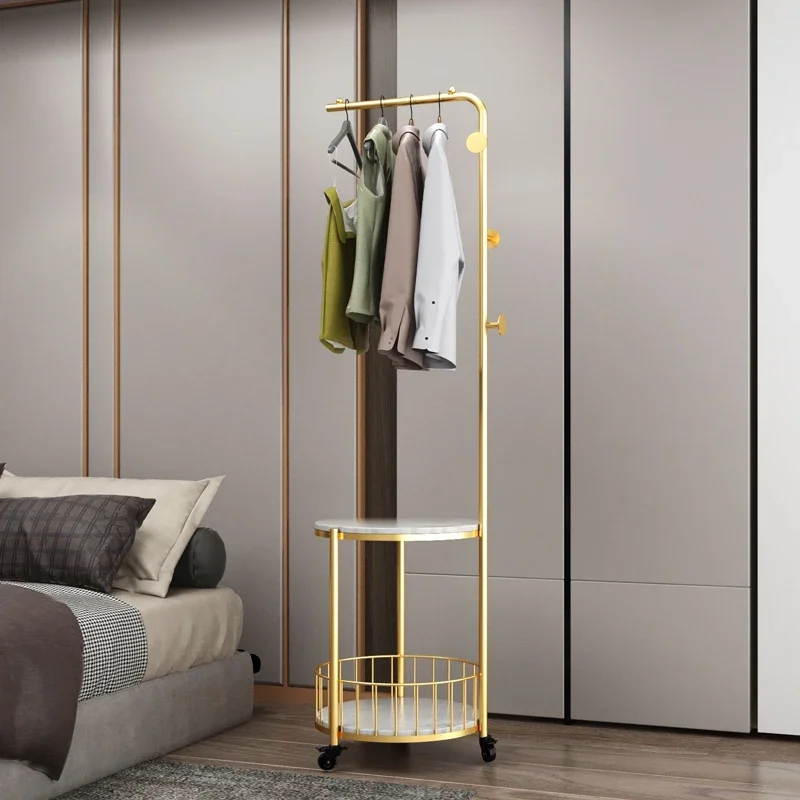 

Light Luxury Stone Plate Clothes Rack Bedroom Floor Hanger Movable Clothes Storage Rack