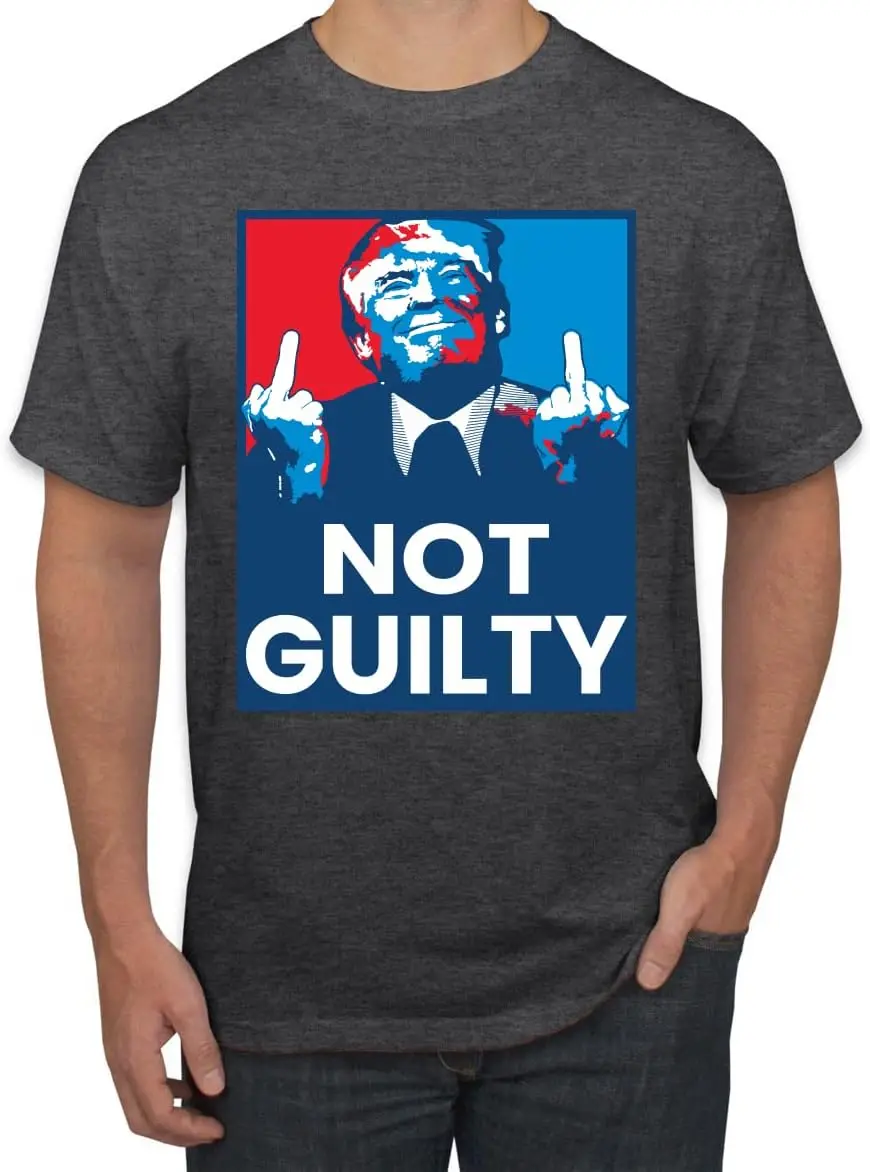 Donald Trump Not Guilty Middle Finger Arrested Trump Men's Graphic T-Shirt