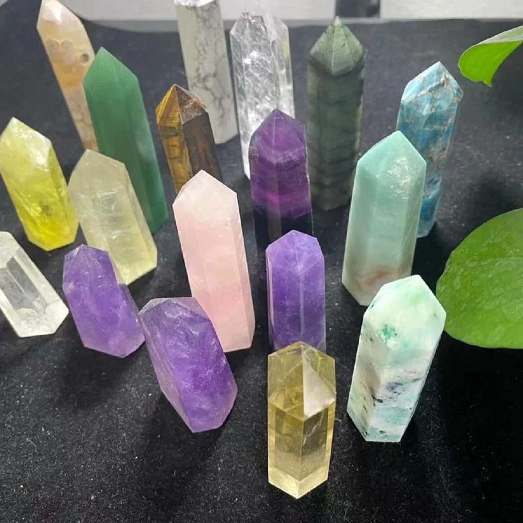 

Natural Crystal Hexagonal Prism Single Pointed Column All Kinds of Crystal Raw Stones Polished 7-8 cm