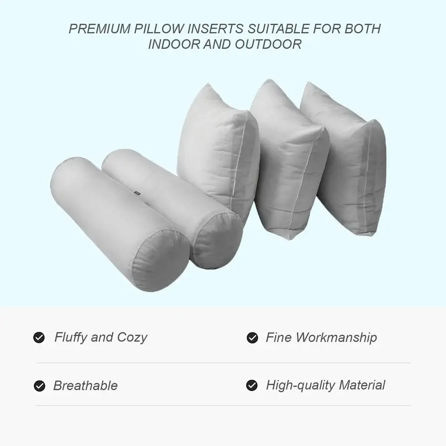 Style 3 Twin Size Pillow amp Bolster Cushion Polyester Fiberfill Inserts for Outdoor Indoor Daybed Porch Swing Bed Insert ONLY