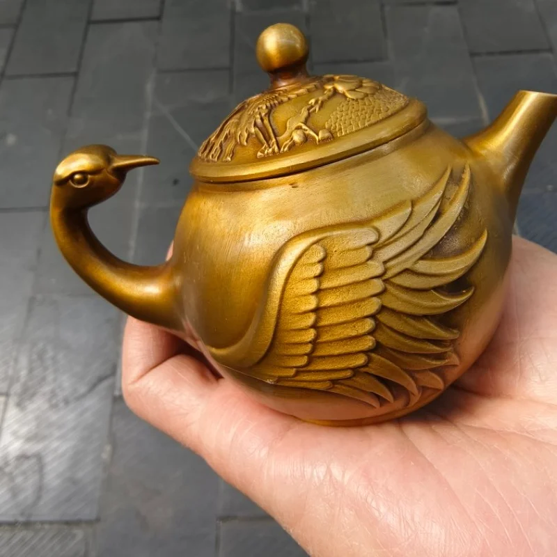

Соберите старинный латунный журавль Феникса, чайник, горшок для вина, домашняя чайная церемония, ремесленные украшения