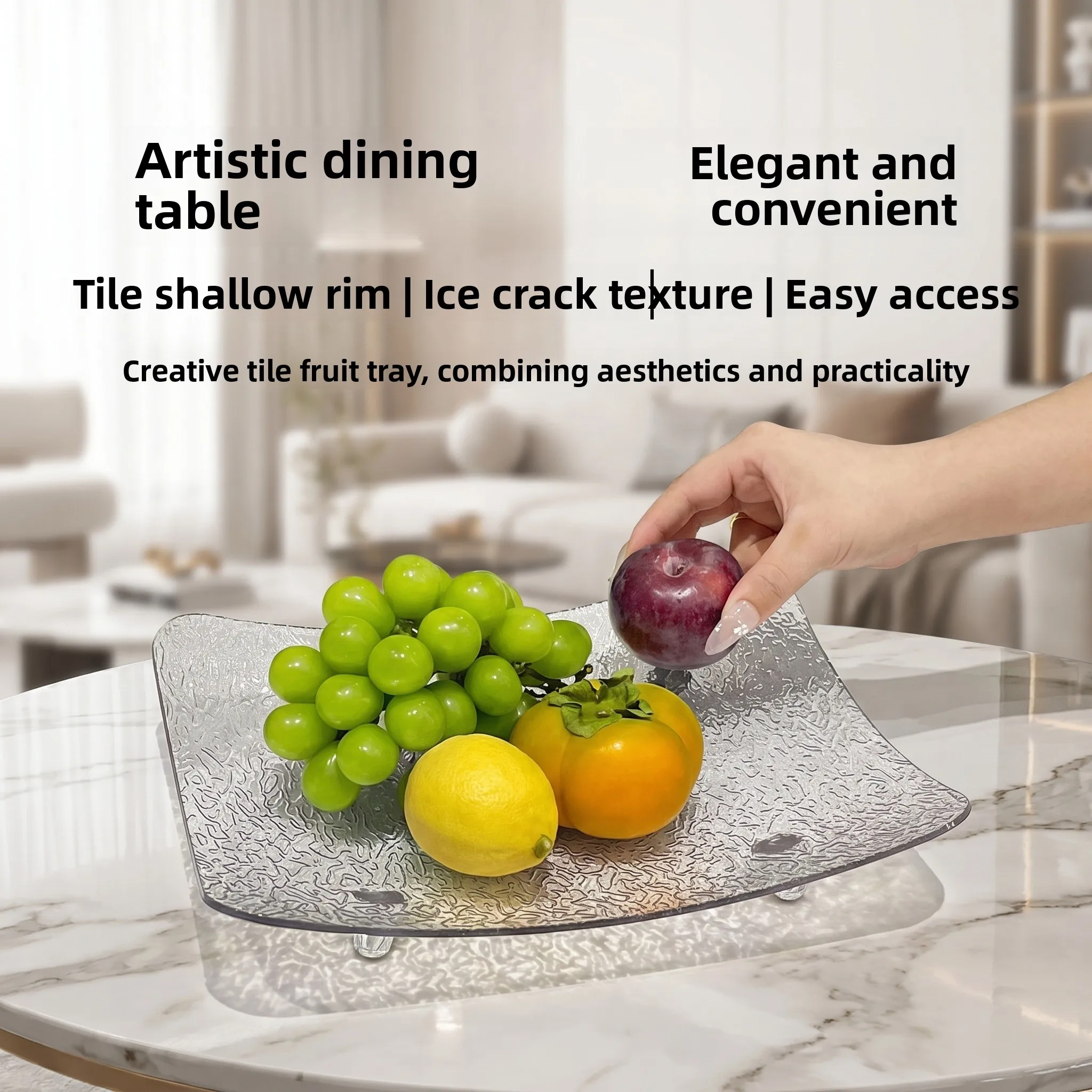 

Elegant Iceberg Pattern Fruit Tray for Living Room High End Premium Quality Snack And Dry Fruit Serving Dish by Han Ya Yu