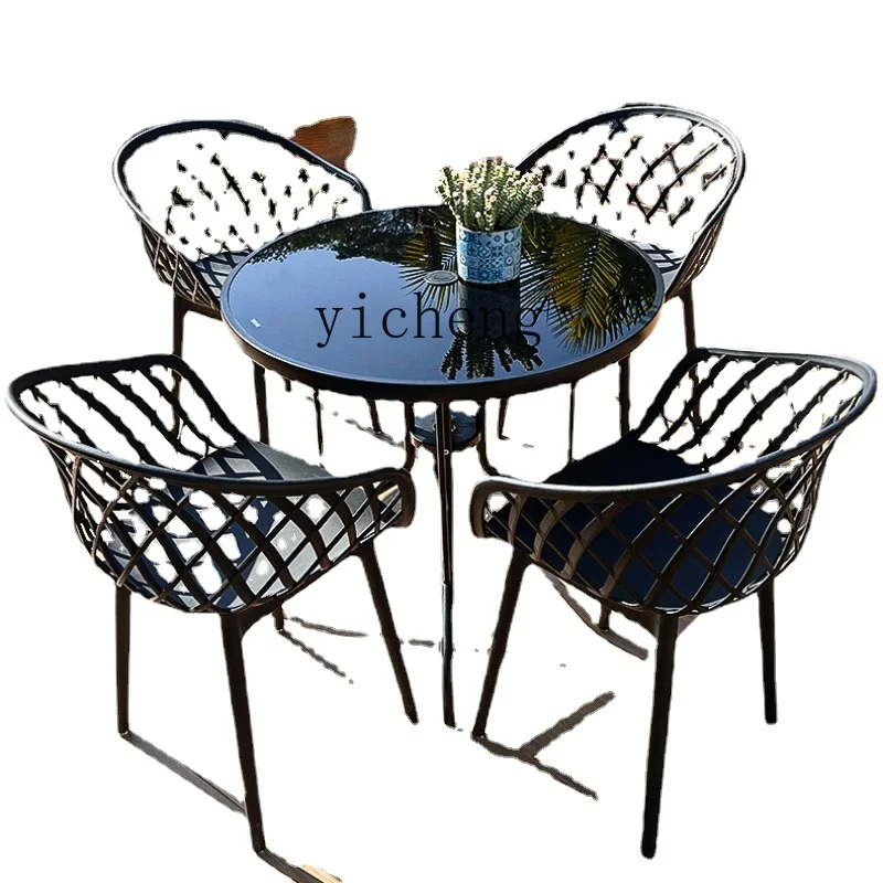 

Tqh Outdoor Desk-Chair Courtyard Simple Garden Leisure Waterproof and Sun Protection Balcony Tea Table and Chair