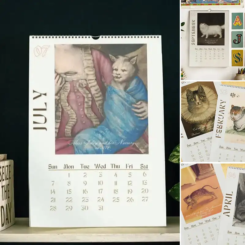 

2024 Wall Hanging Calendar Ugly Cats In Renaissance Hanging Wall Calendar Calendar Cute Cats Time Planning Hanging Calendar