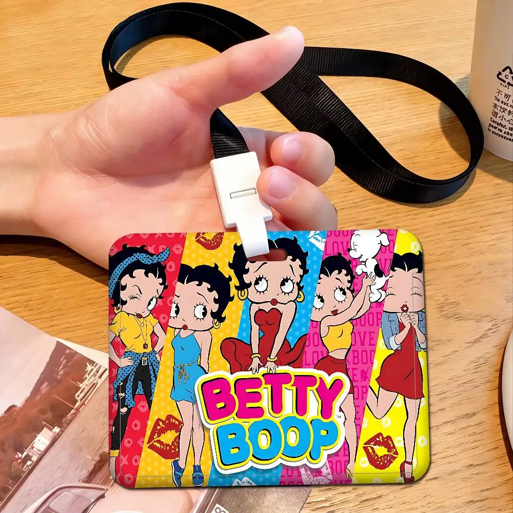Cute B-BettyS Boop Badge Holder Lanyards Keychain Women New Cartoon Card Holders Neck Straps Student Credential For Gift view 4