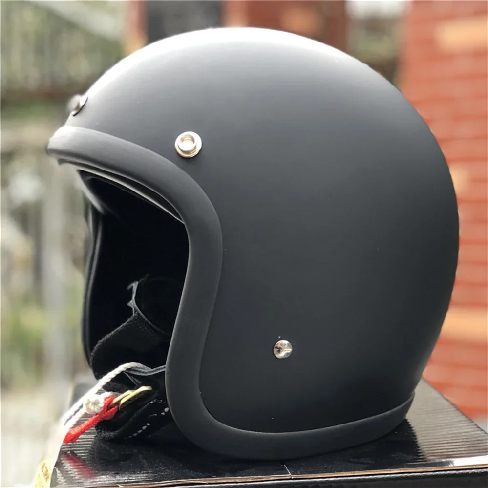 Matte Black Motorcycle Helmet Moto Retro Open Face Motorbike Cascos Para Moto Capacetes Cafe Racer Casque Korea Style