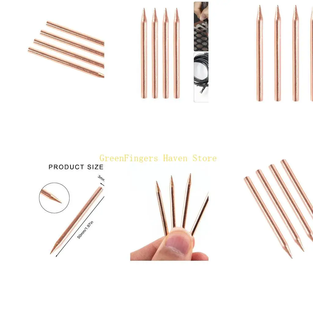 

F68D Pack of 4 18650 Spots Welder Electrode Tip Needle 50mm Length for Steel Strips Welding Various Battery Types Accessories