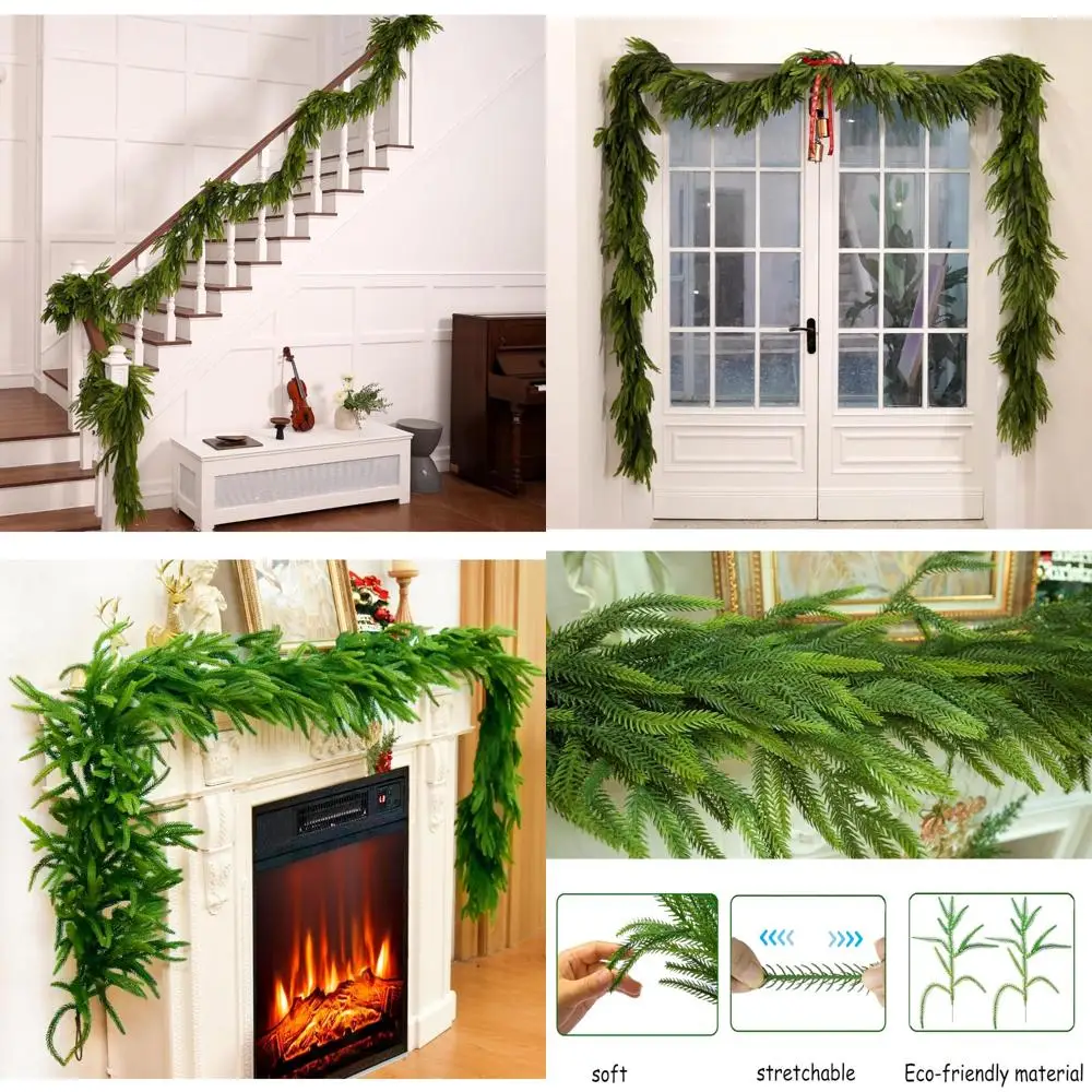 

Artificial Christmas Greenery Garlands: Faux Norfolk Pine for Holiday Seasonal Decorations