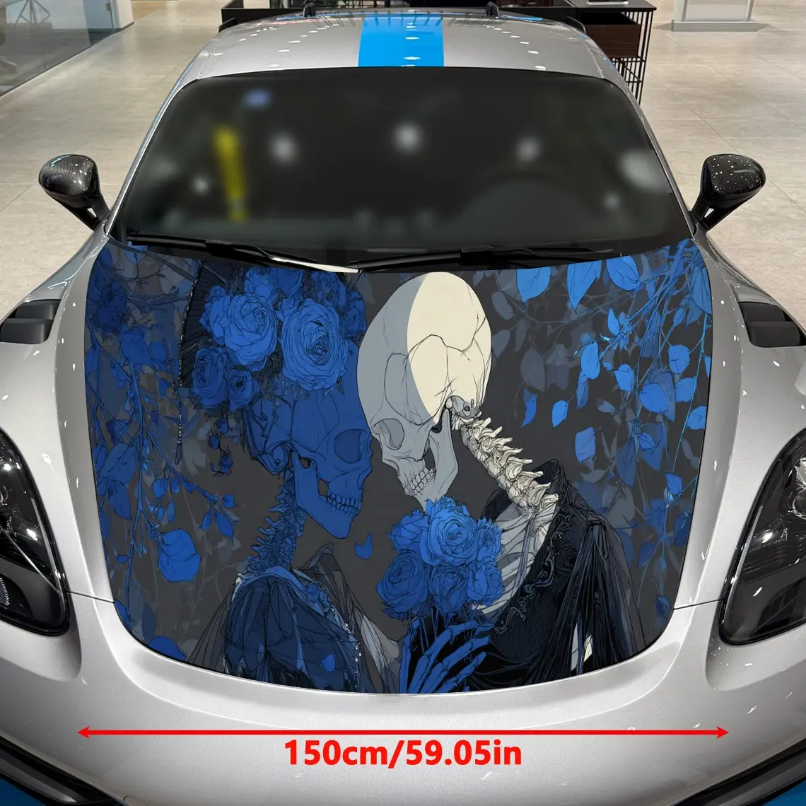 Picture 3: Magical Blue Skeleton Couple Car Cover Sticker, Auto Hood Decal, Car Exterior Scratch Resistant Decal, Trendy Gift for Car Lover