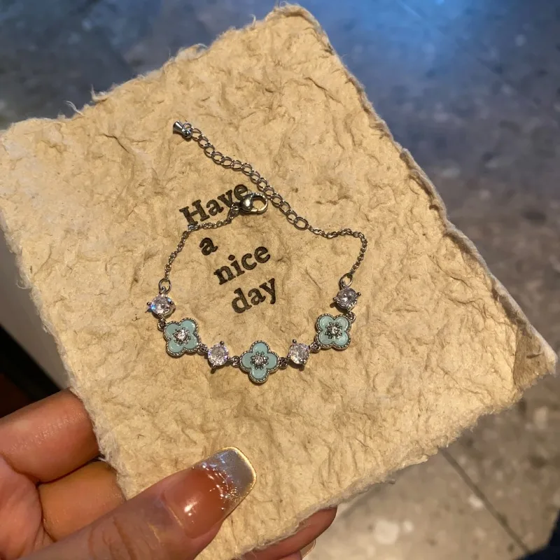 الكورية الجديدة كريستال زهرة سوار للنساء الأزياء التصميم الأصلي الفولاذ المقاوم للصدأ سوار مجوهرات فاخرة اكسسوارات هدية #3