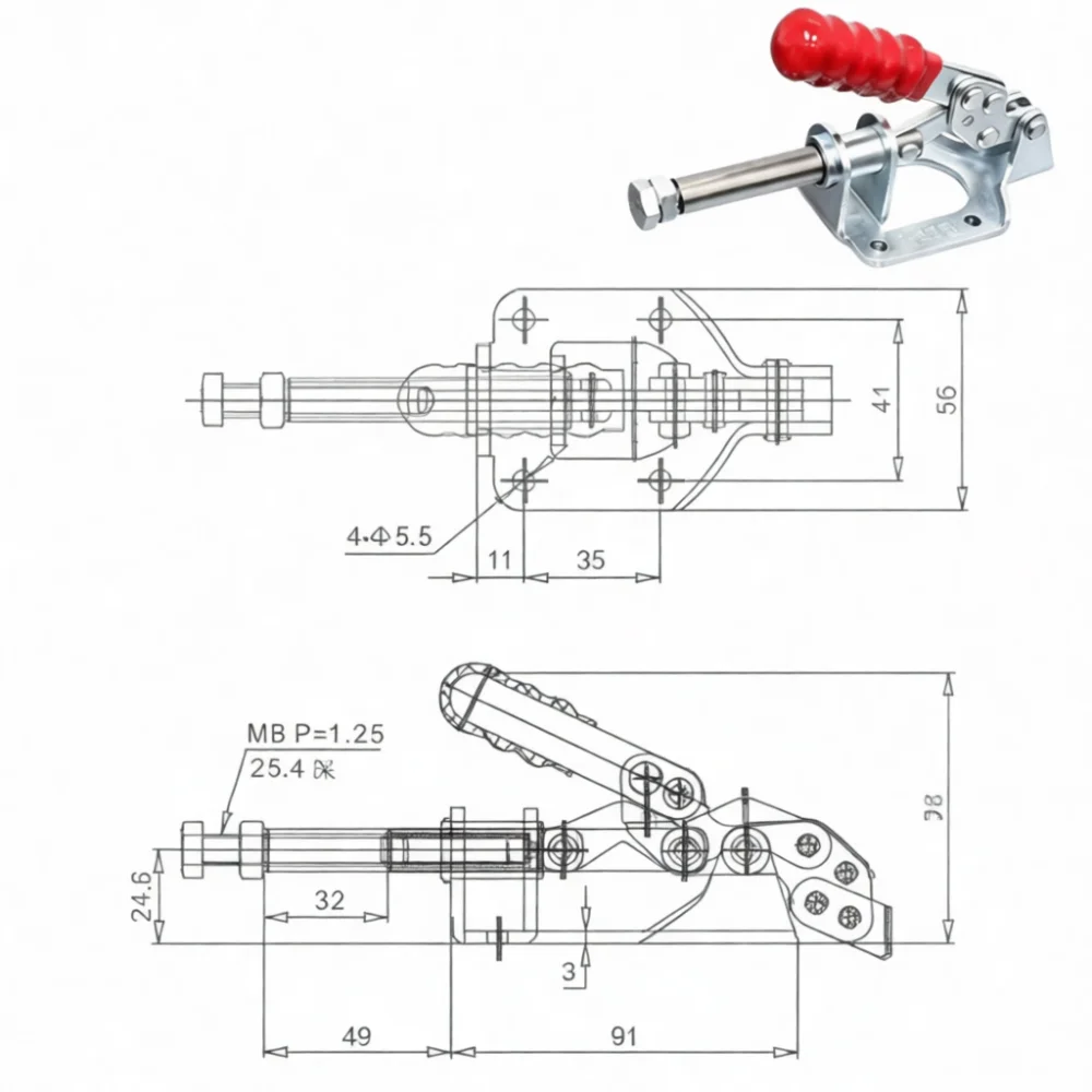 GH36020 Push Pull Toggle Clamp Quick Release Manual Tool For Welding Fixture Woodworking Workbench Workholding Clamping Device