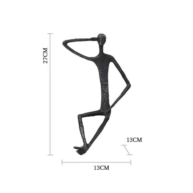 Abstract Lifting Legs Cross Waist Touching Head Figure Metal Decoration Items Home Room Statue Ornaments Office Desk Accessories
