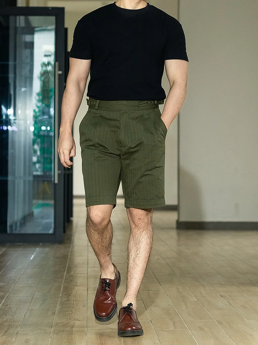 POT&CRAFTSMAN herringbone print army green americana American workwear vintage five-quarter pants GURKHA shorts