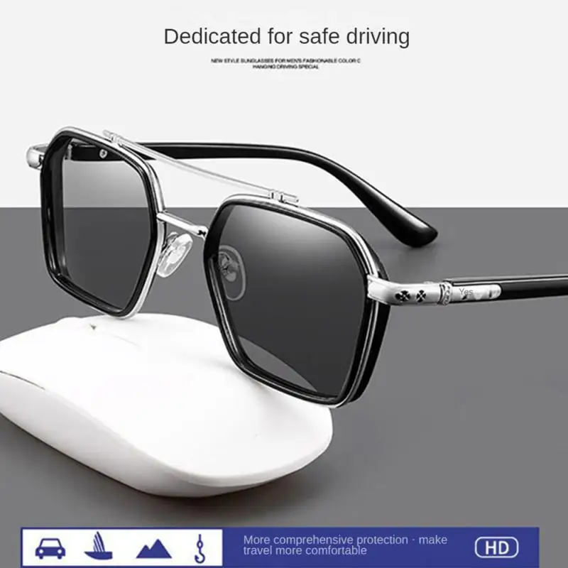 Metal Square Sunglasses Men Fashion Big Frame Sun Glasses Driving Travel Outdoor Eyewears Summer Shades Lunette De Soleil Homme