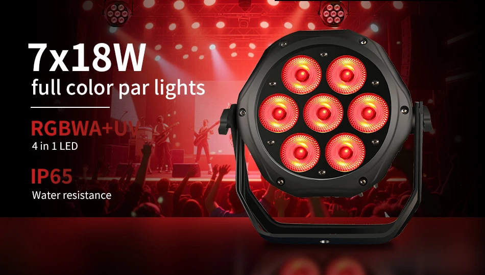 AICPOSE Waterproof LED 7x18W 6 in 1 Par Light DMX Effect Professional Stage DJ Christmas Public Color Light Outdoor Waterpro