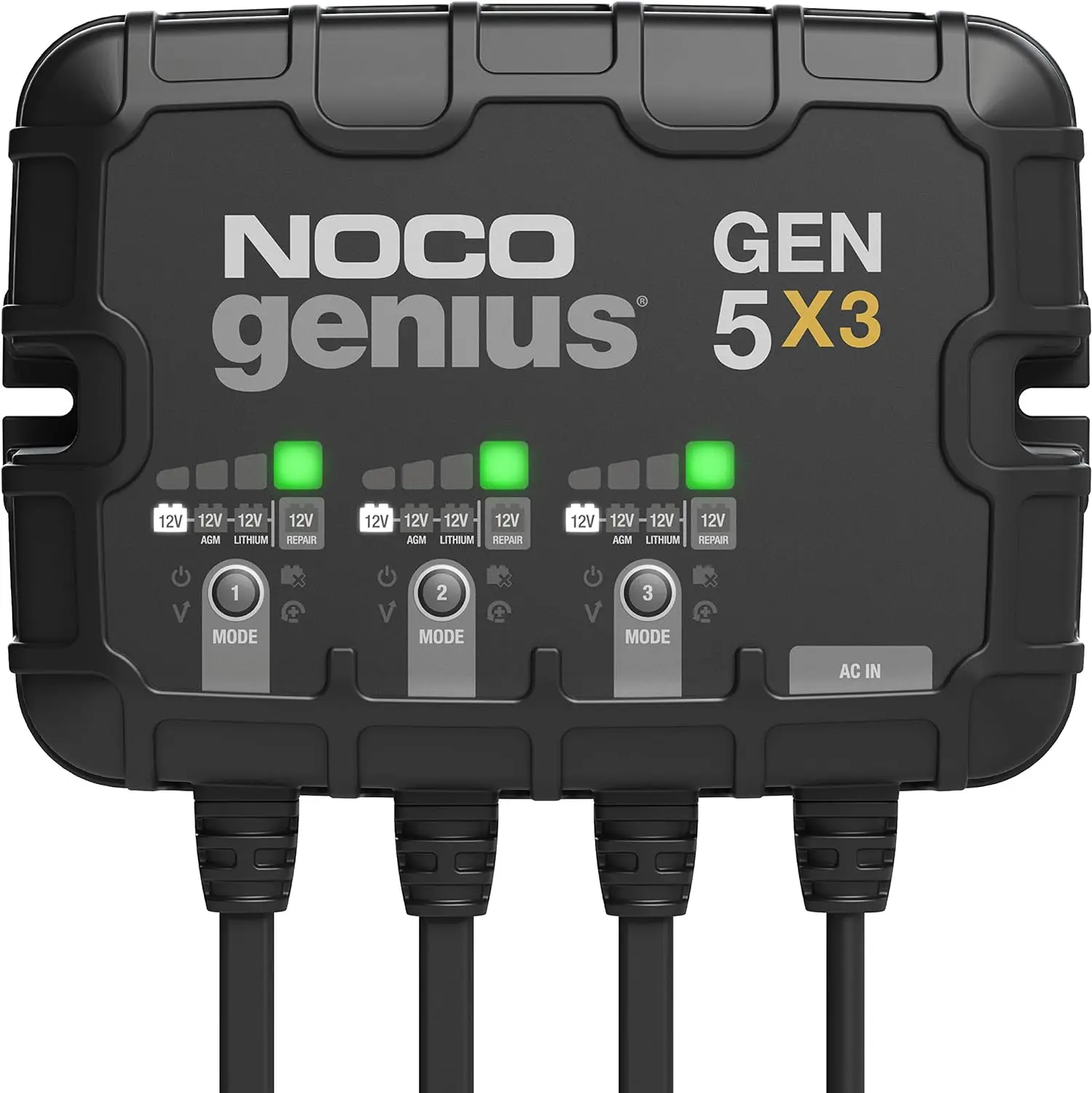 NOCO Genius GEN5X3, 3-Bank, 15A (5A/Bank) Smart Marine Battery Charger, 12V Waterproof Onboard Boat Charger