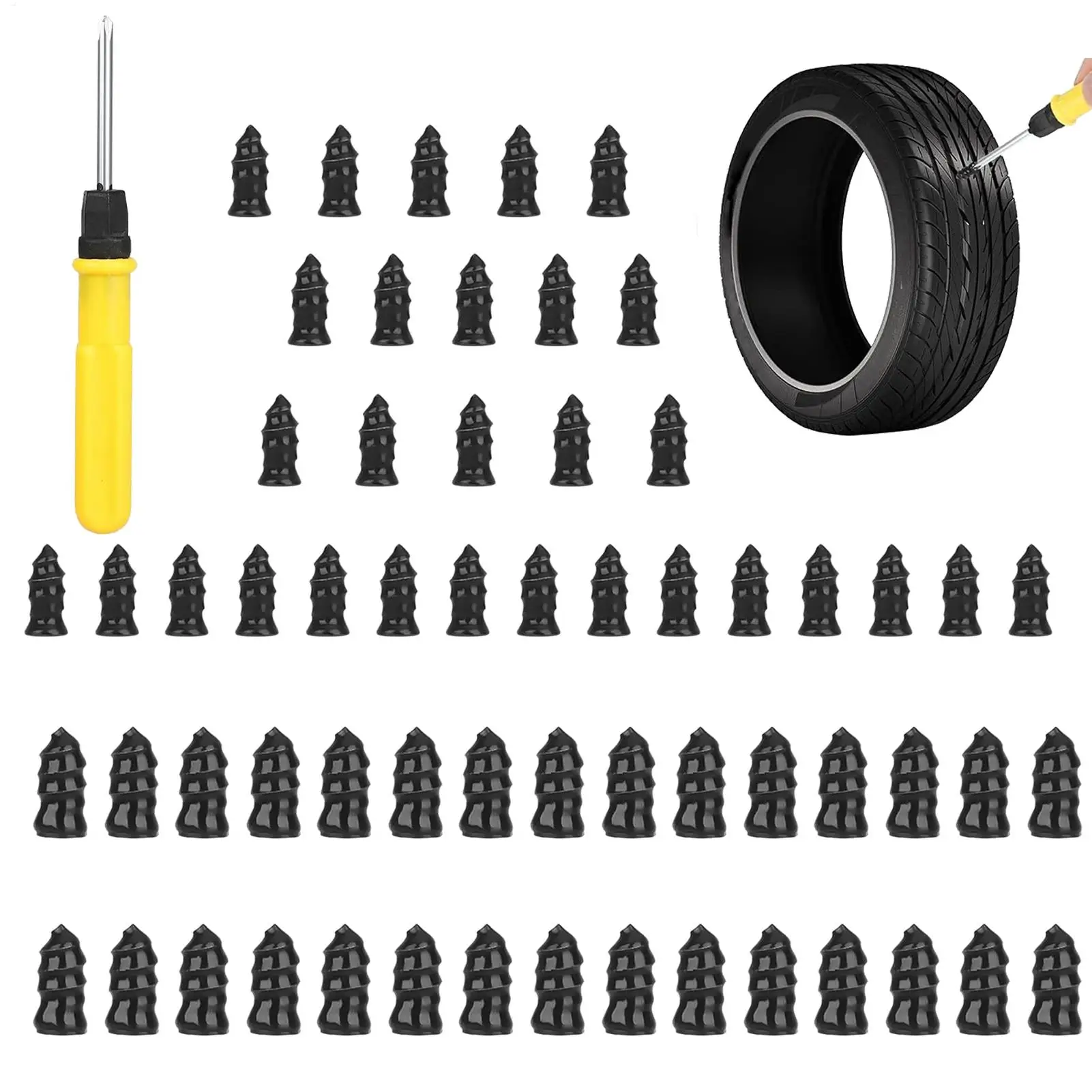 

Tire Repair Screws Vacuum Tire Repair Kits Rubber Nails With Screwdriver Puncture Tool Plugs Studs For Car Tractor Sedan Truck