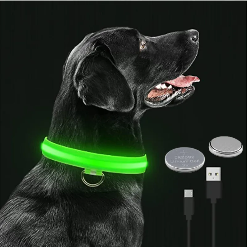 Led Glowing Dog Collar Adjustable Flashing Rechargea Luminous Collar Night Anti-Lost Dog Light HarnessFor Small Dog Pet Products