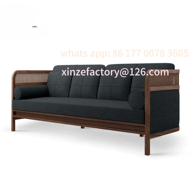 

Customizable Nordic solid wood rattan sofa combination