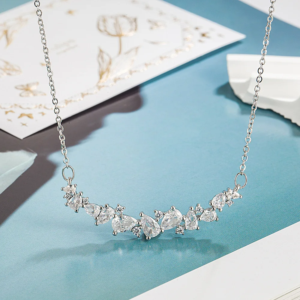 Nuevo collar de plata de ley 925, collar de flores de glicina, collar de clavícula, entrega de pedidos para mujer, regalo de joyería