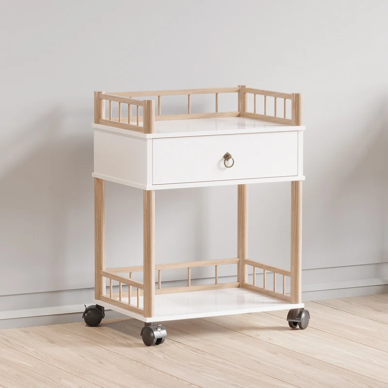 Art students special painting cart three-layer four-layer pine wood oil painting trolley multi-functional art paint tool storage