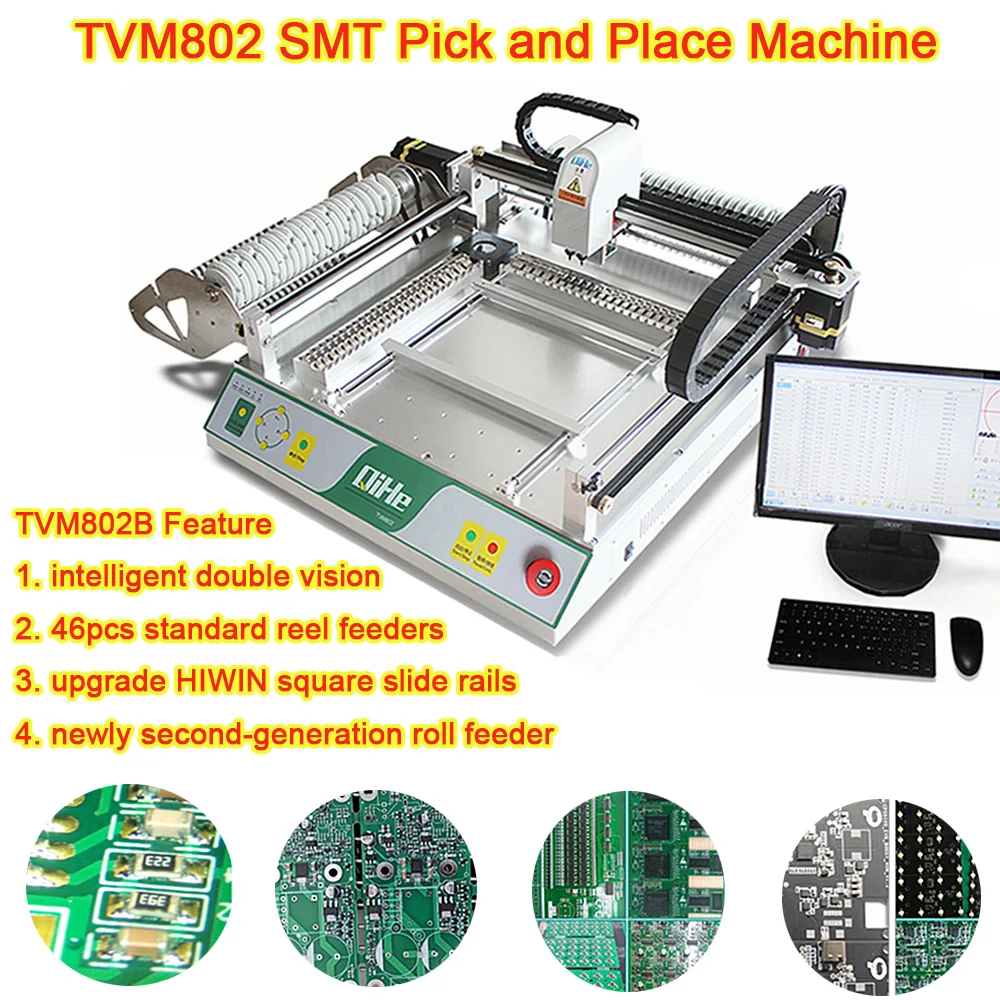 TVM802 SMT maszyna typu Pick + Place w pełni automatyczny dwugłowy z 2 kamerami System wizualny dla LED PCB linii produkcyjnej BGA