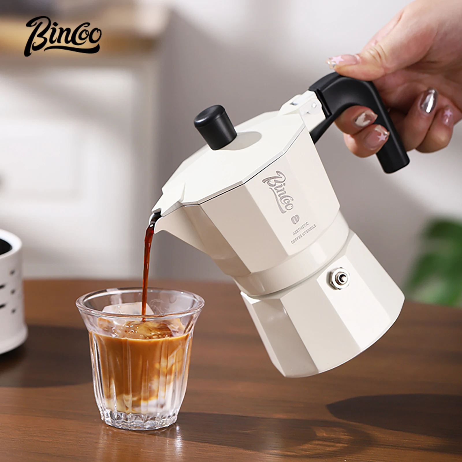 Bincoo café Double Valve Moka Pot Concentré Extraction électrique poêle en céramique cafetière chauffée ménage Barista 220V 500W