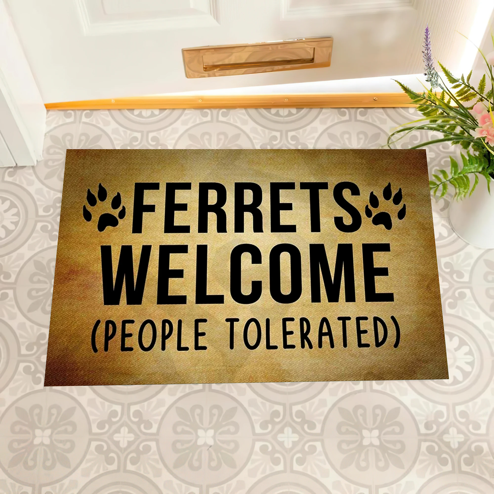 

Ferrets Welcome People Tolerated Doormat Non slip Rubber Backing Outdoor Entrance Floor Mat Decorative Rugs Welcome Mat Entryway