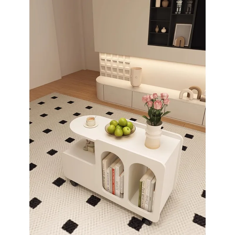 Mobile Cream Side Table with High-End Design - Adds Convenience and Style to Your Space