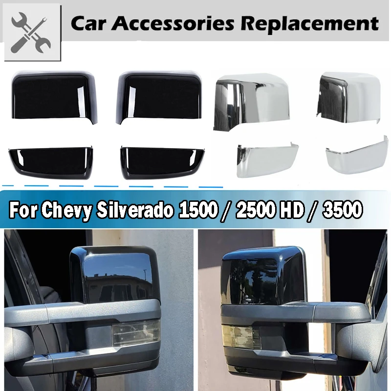 

Rhyming Rearview Wing Mirror Cover Cap Chrome or Black 2pcs Fit For Chevrolet Silverado GMC Sierra 2014 2015 2016 2017 2018 2019