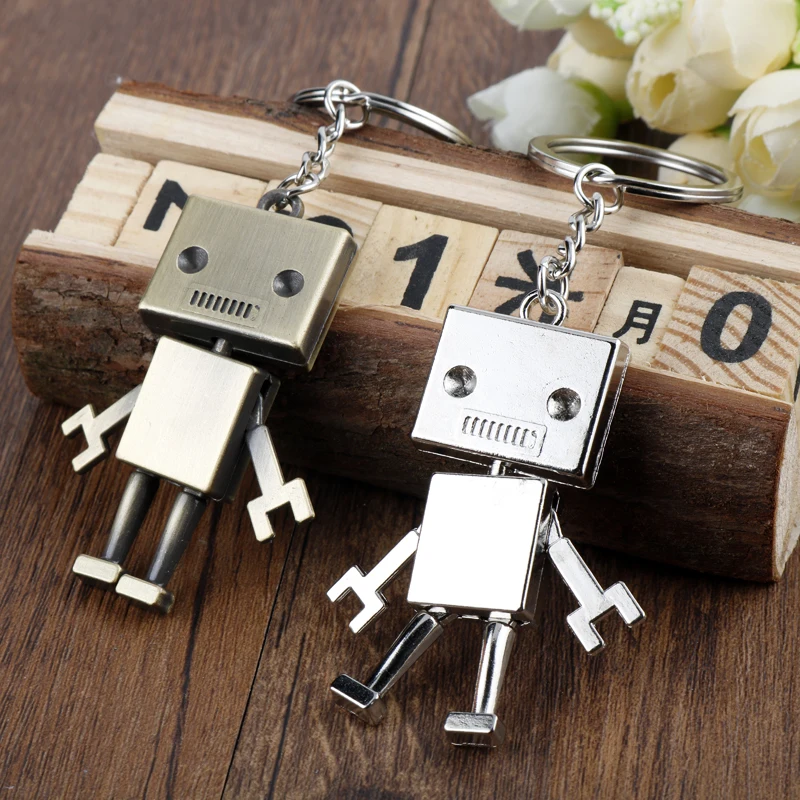 Vintage Robot Keychain Creative Arms Legs Movable Metal Alloy Badge Pendant Keyring Jewelry Gift For Man Women Key Accessories