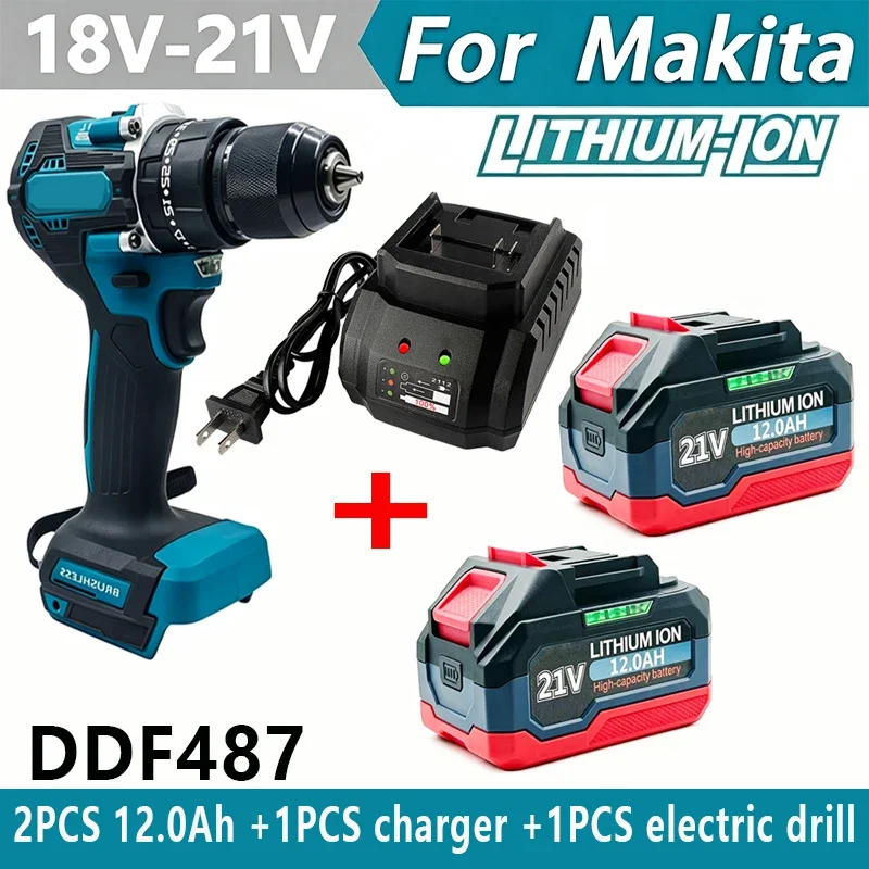 18-21V Battery 6.0-12.0Ah Rechargeable For Makita 18V Cordless Wrench Saw Drill Angle Grinder Blower Screwdriver DDF487 BL1860