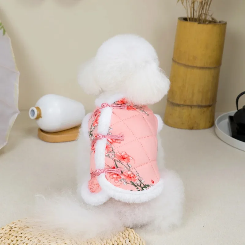 السنة الجديدة النمط الصيني كلب تانغ دعوى الدافئة سترة الحيوانات الأليفة الملابس مهرجان الكلاب الصغيرة الشتاء سترة الكلب زي وتتسابق