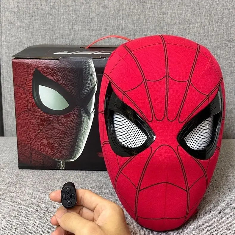 

Popular Spider Man Headgear with Movable Eyes Chin Control Blink Mask Electric Cosplay Helmet Face Mask Halloween Toy