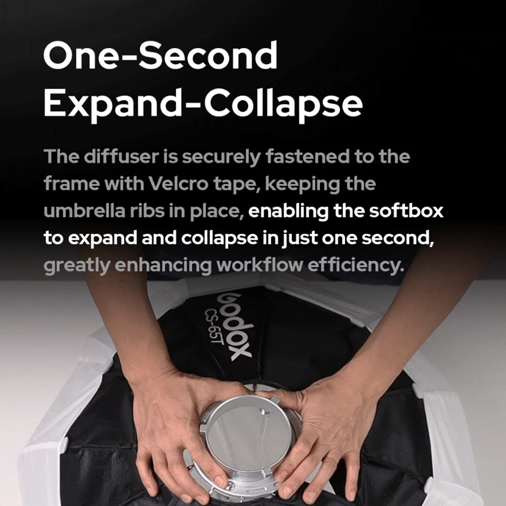 Godox CS-50T 50cm CS-65T 65cm Collapsible Lantern Softbox Quick-install Portable Round Shape Bowens Mount Softbox view 4
