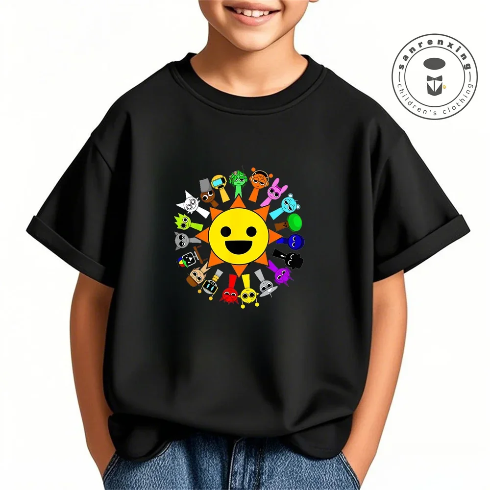 Y2K الاطفال القطن التي شيرت إيقاع صندوق طباعة الشارع الشهير Harajuku الأمريكية الهيب هوب نمط قصيرة الأكمام تي شيرت بنين بنات لباس غير رسمي