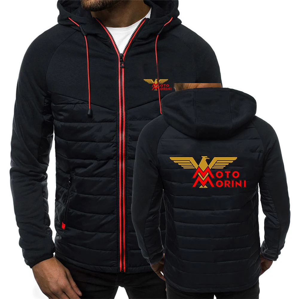 2024 Spring Autumn Men\'s Moto Morini Logo Print Fashion High-Quality Solid Color Patchwork Comfortable Drawstring Cotton Jackets