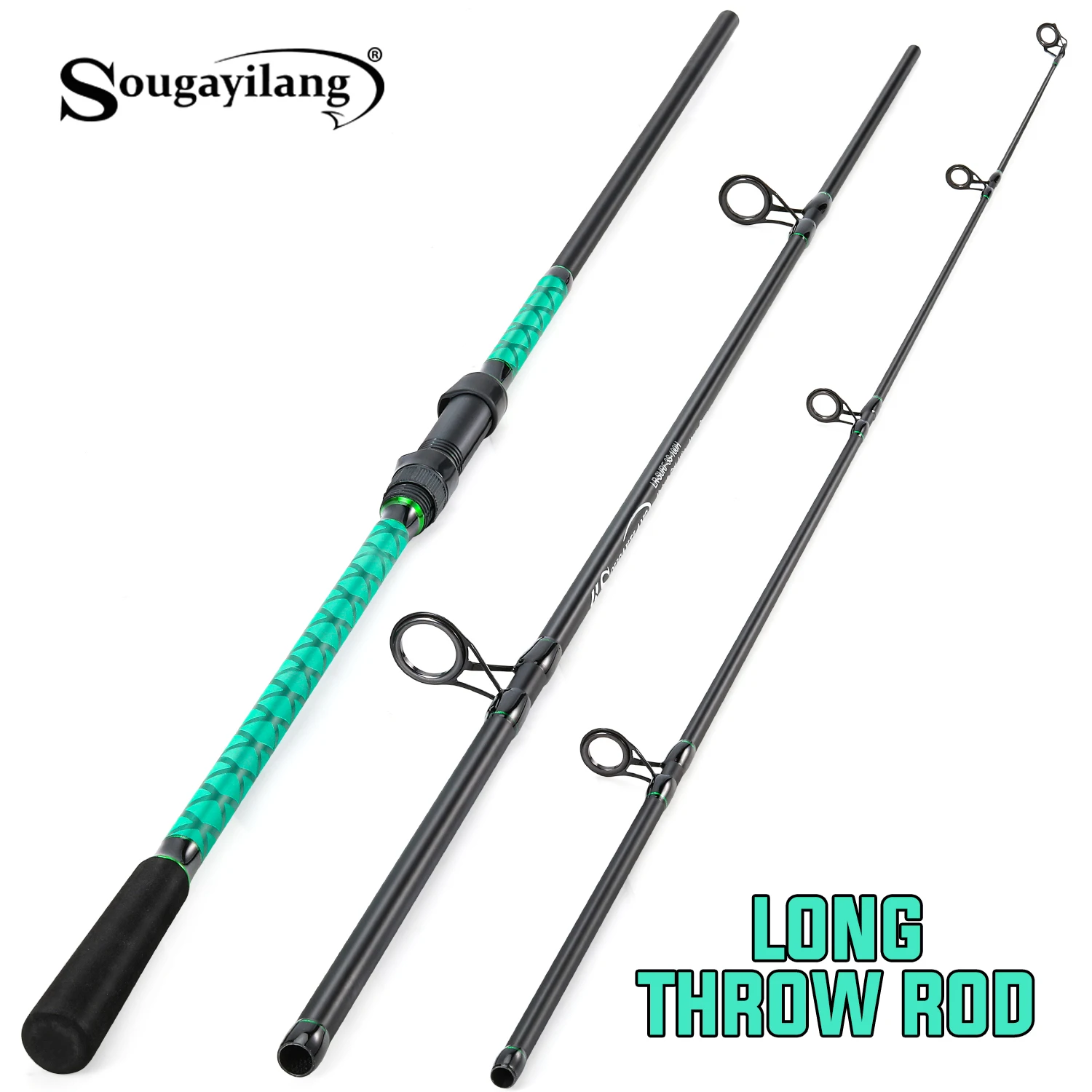 Sougayilang Carp Fishing Rod 3 Sections Heavy Power 12-40lb Line Weight High Carbon Anti-Slip Handle for Big Fish Surf Casting