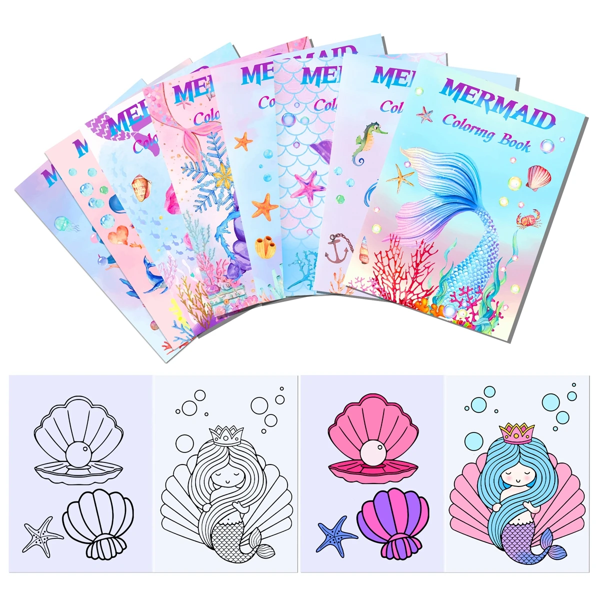 Mermaid Coloring Doodle Book Painting Little Mermaid Birthday Party Decor Kids Baby Shower Gift Under the Sea Party Activities