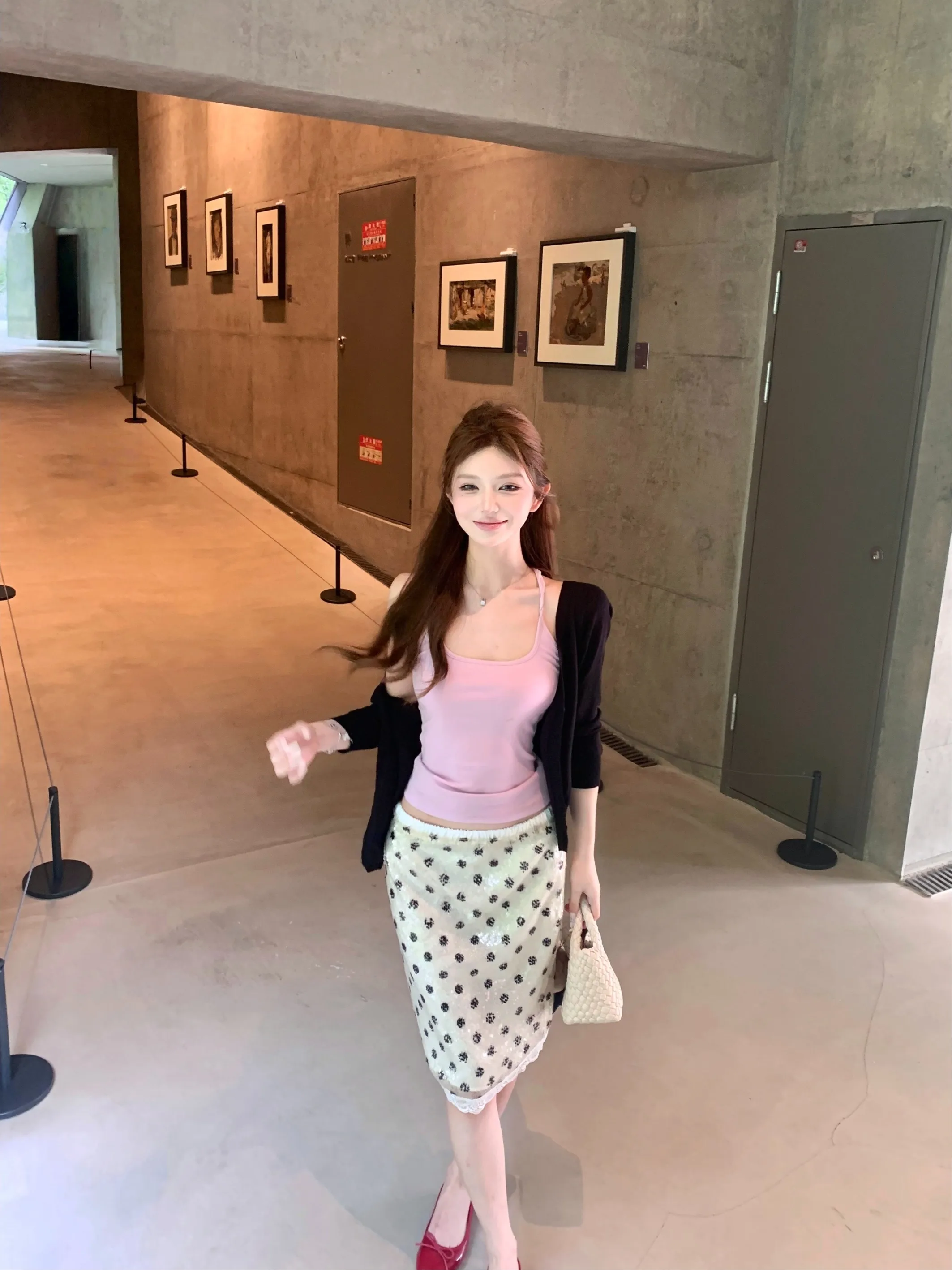 

Spring 2026 New Knitted Cardigan Set for Short Women High Waist Half Skirt Three-piece Suit Commute Style Winter Fashion