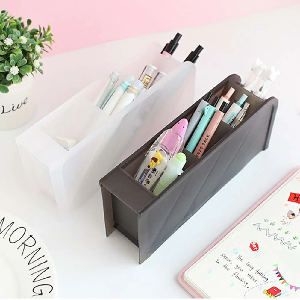 

Creative Pencil Holder Plastic Pen Holder Pen Container Desktop Stationery Organizer for Home Office School Use (White)